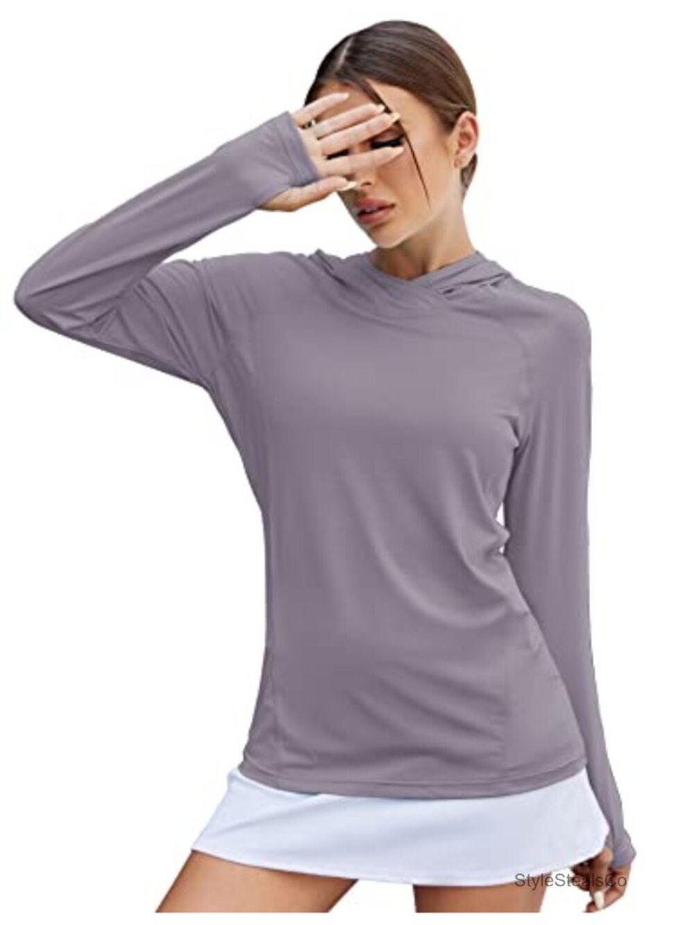 UPF 50+ Sun Protection Hoodie Long Sleeve Stretch Hiking Shirt Women Active